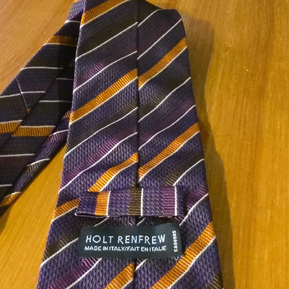 Holt Renfrew Purple and Orange Striped Men's Tie